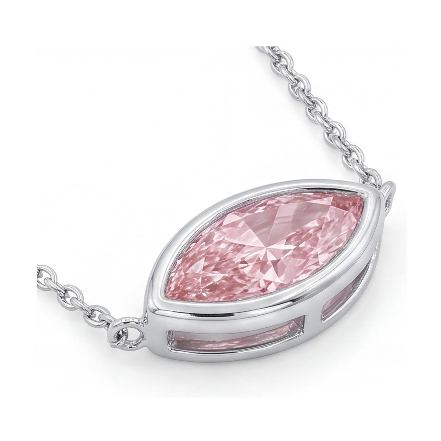 Halskette mit rosa Diamant im Marquise-Schliff, 2 Karat