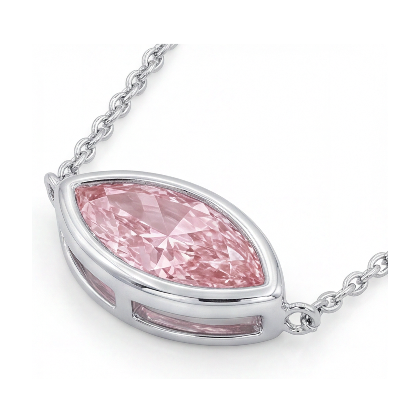 Halskette mit rosa Diamant im Marquise-Schliff, 2 Karat