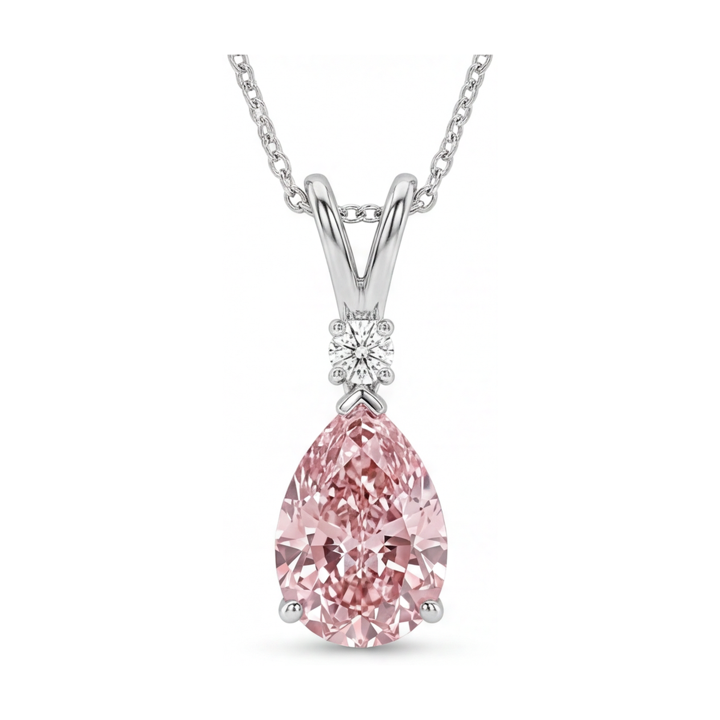 Halskette mit rosa Diamant 3,15 Karat Tropfenschliff