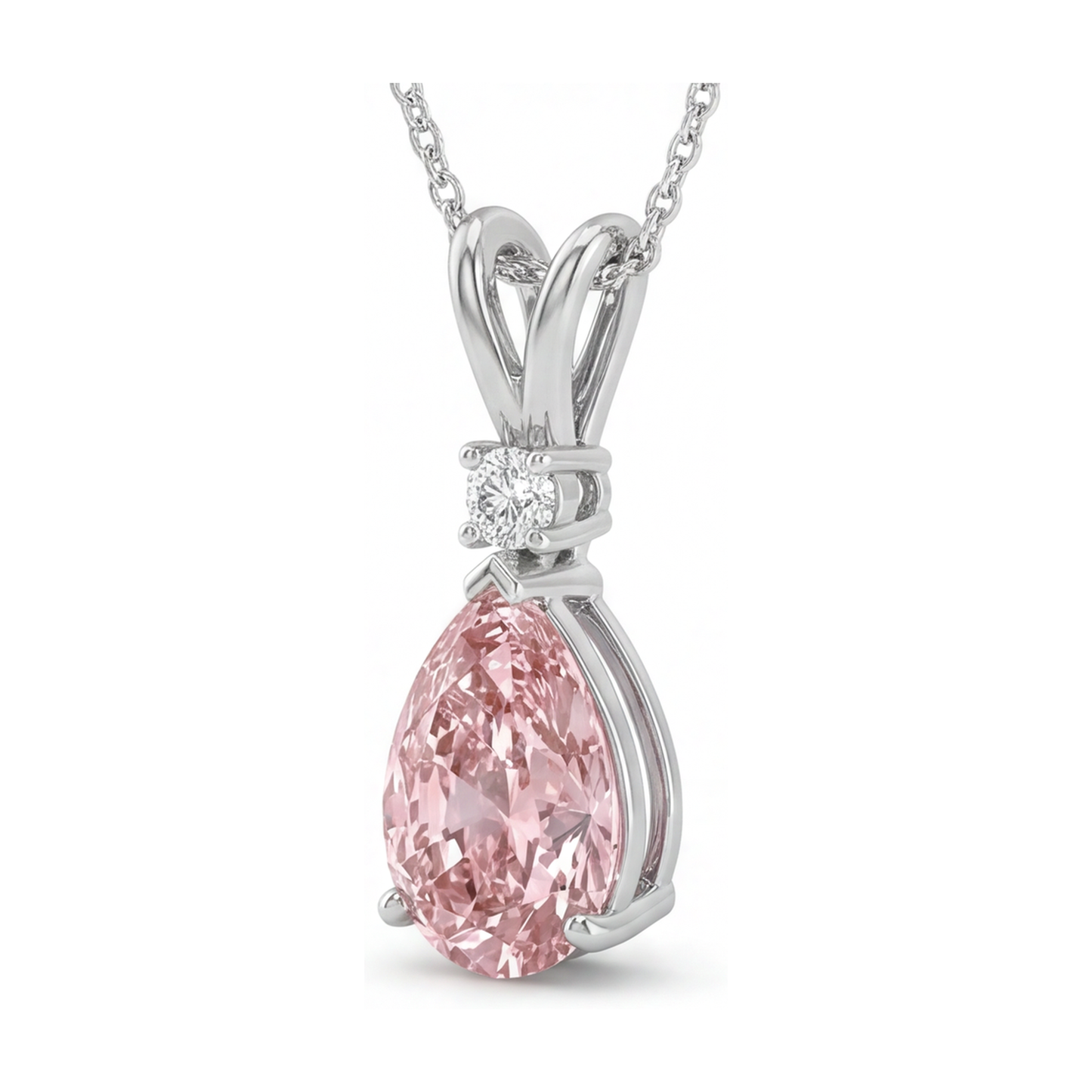 Halskette mit rosa Diamant 3,15 Karat Tropfenschliff