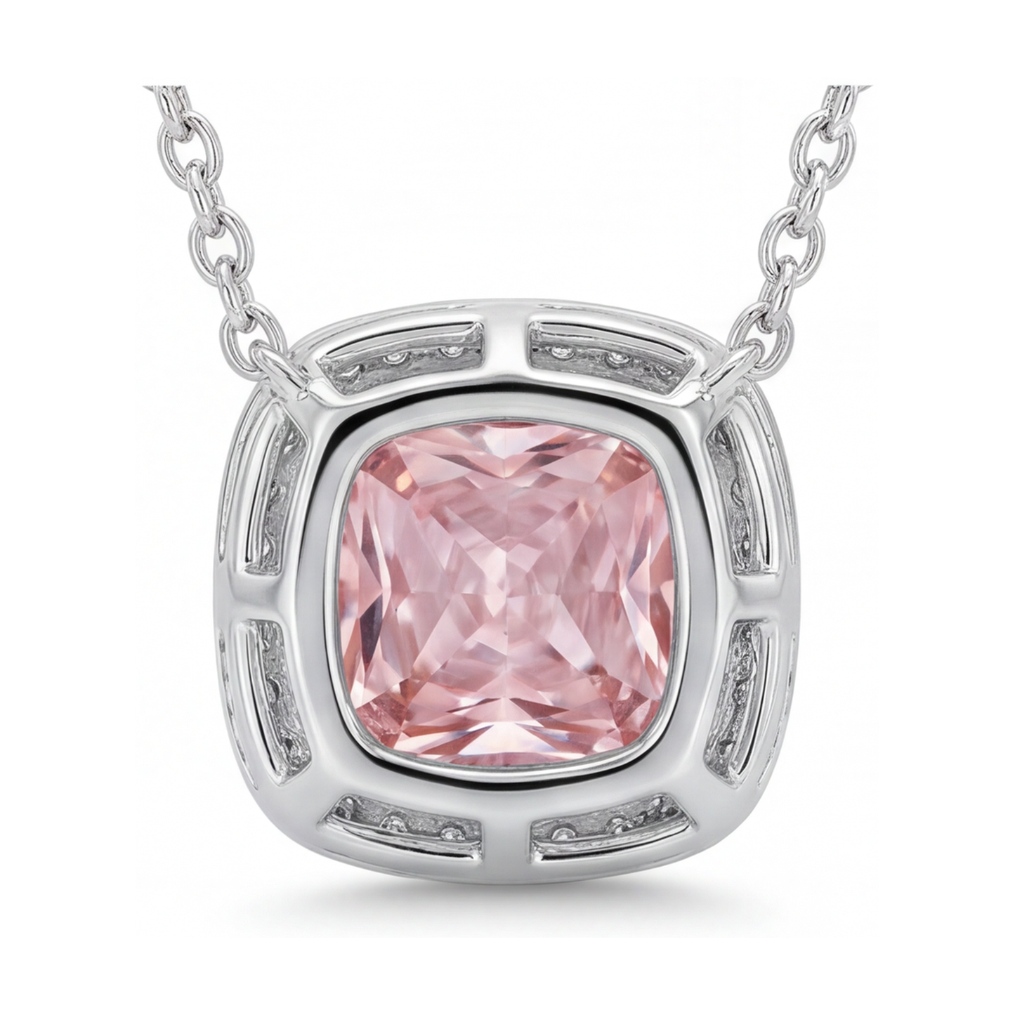 Halskette mit rosa Diamant 3,5 Karat Kissenschliff