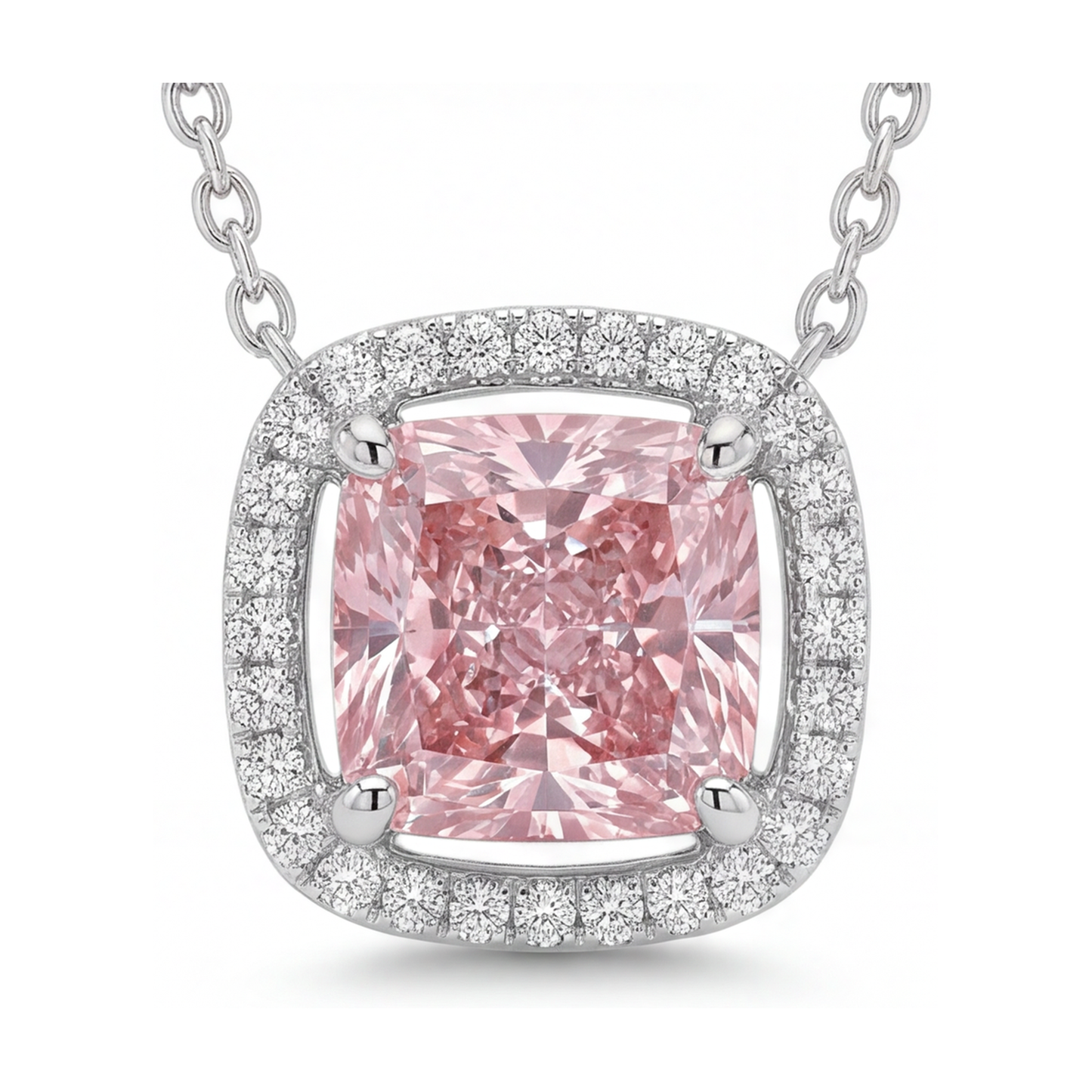 Halskette mit rosa Diamant 3,5 Karat Kissenschliff