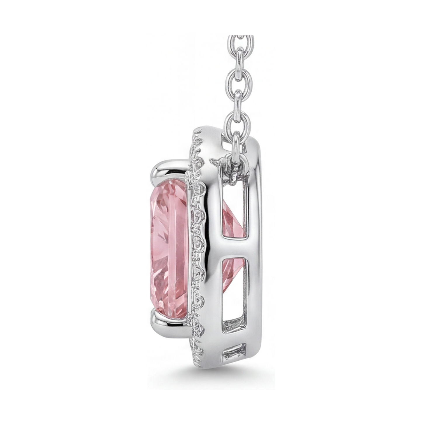 Halskette mit rosa Diamant 3,5 Karat Kissenschliff