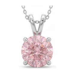 Rosa Diamant-Halskette 3,5 Karat rund