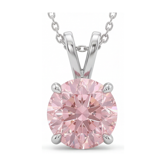 Rosa Diamant-Halskette 3,5 Karat rund