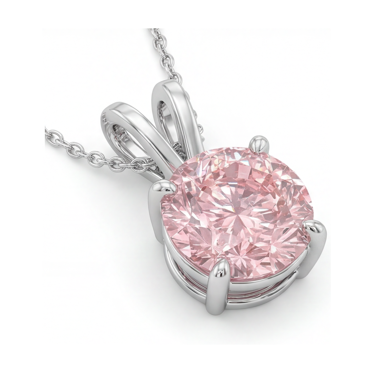 Rosa Diamant-Halskette 3,5 Karat rund