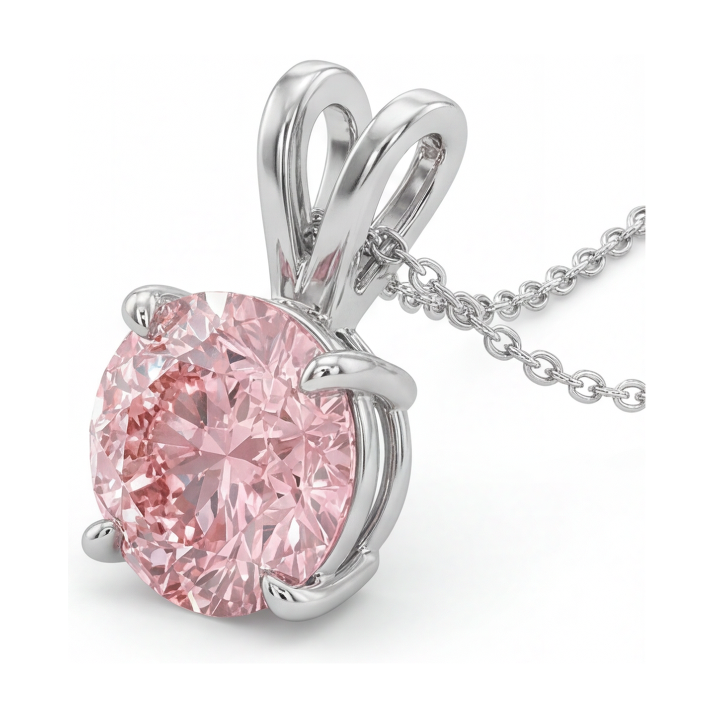 Rosa Diamant-Halskette 3,5 Karat rund