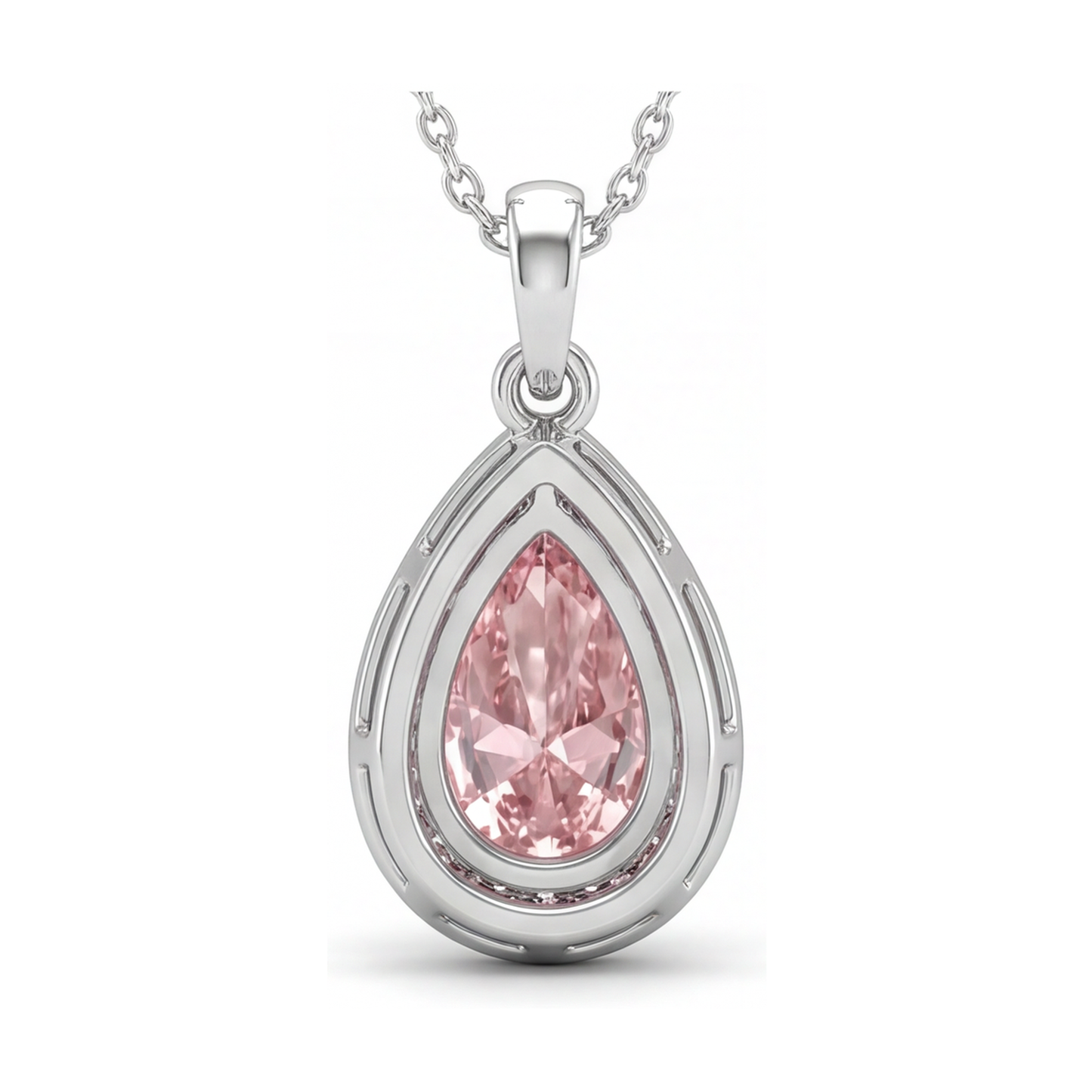 Halskette mit rosa Diamant 3,6 Karat Tropfenschliff
