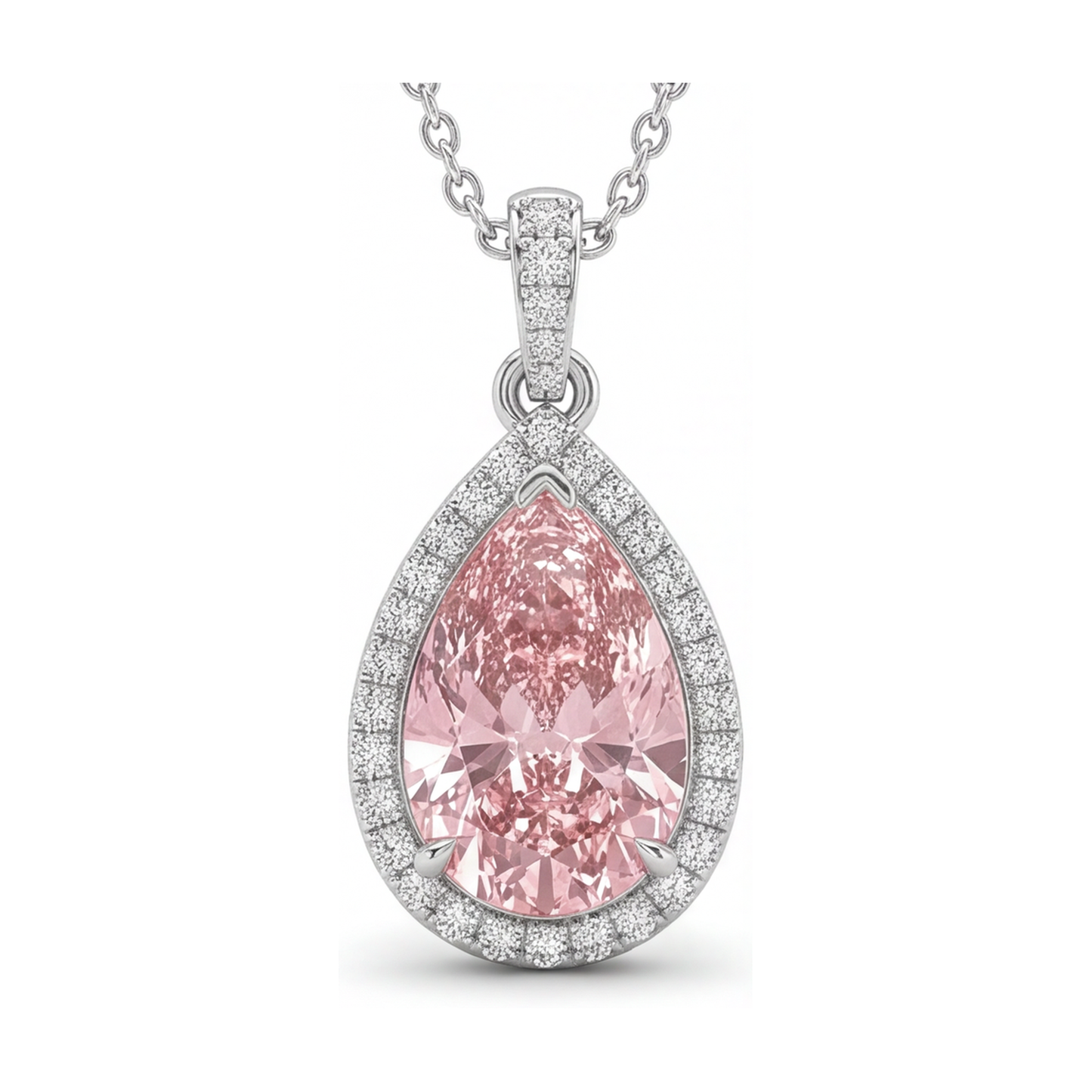 Halskette mit rosa Diamant 3,6 Karat Tropfenschliff