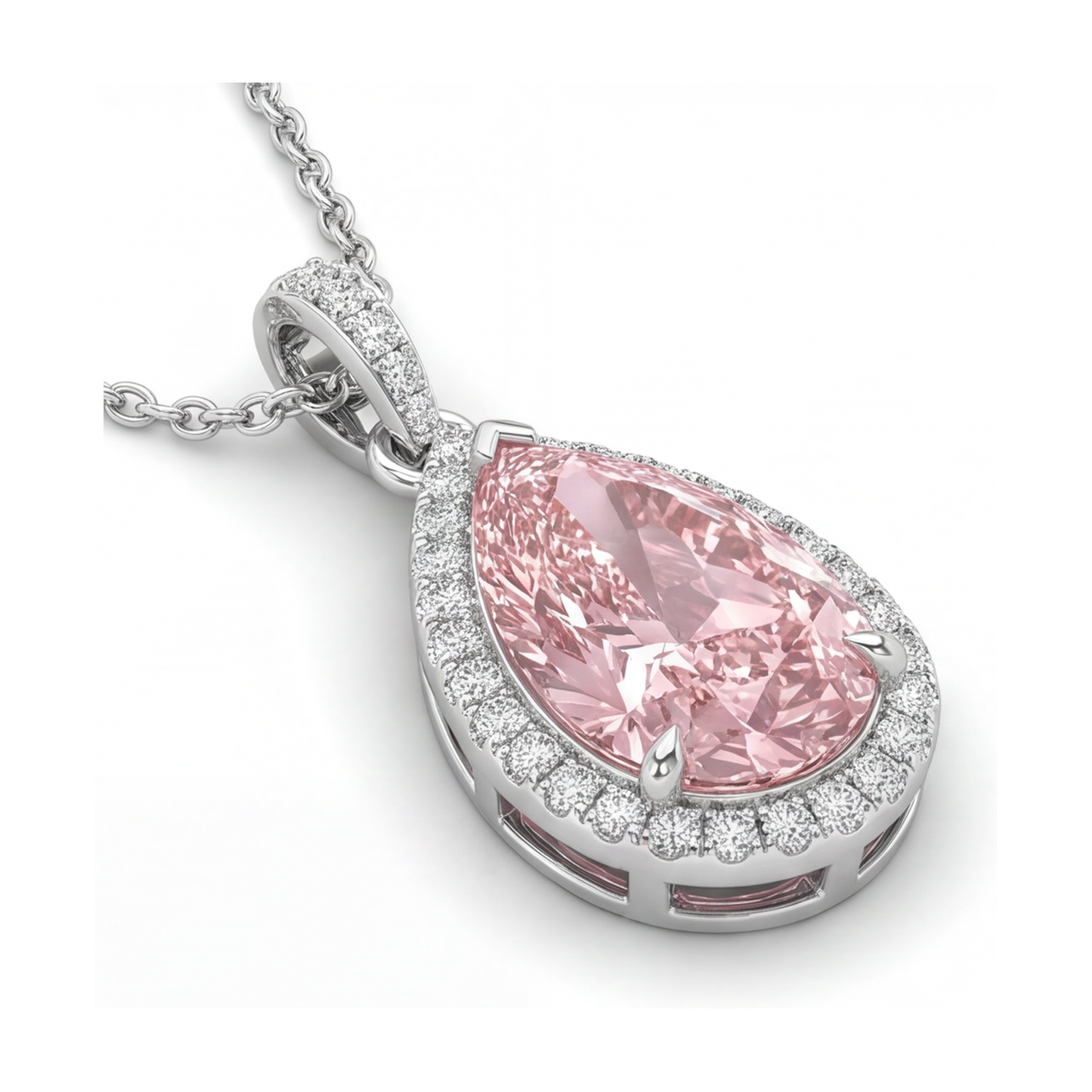 Halskette mit rosa Diamant 3,6 Karat Tropfenschliff