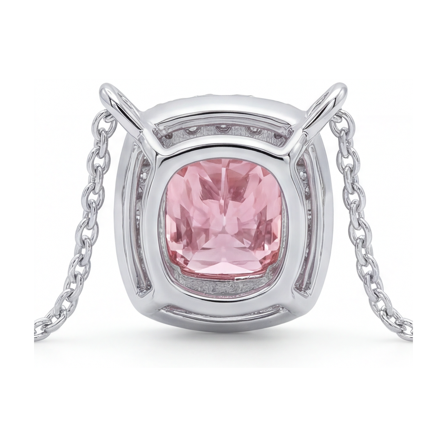 Halskette mit rosa Diamant im Kissenschliff, 3 Karat