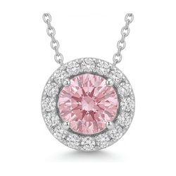 Halskette mit rosa Diamant, 3 Karat, rund