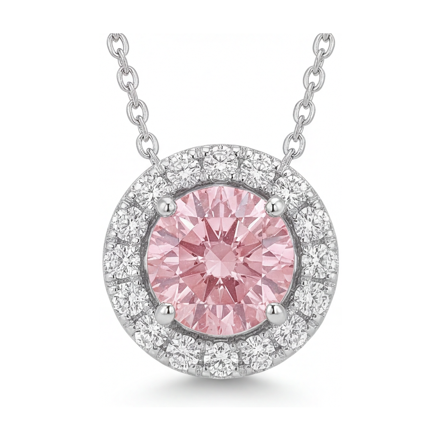 Halskette mit rosa Diamant, 3 Karat, rund