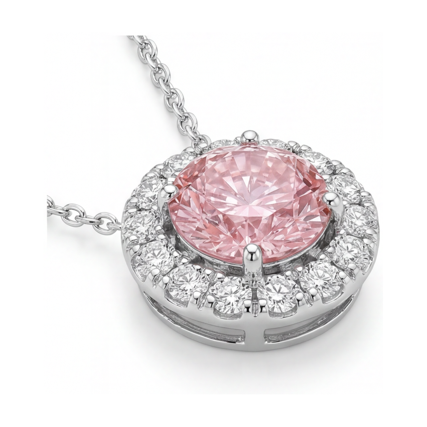 Halskette mit rosa Diamant, 3 Karat, rund