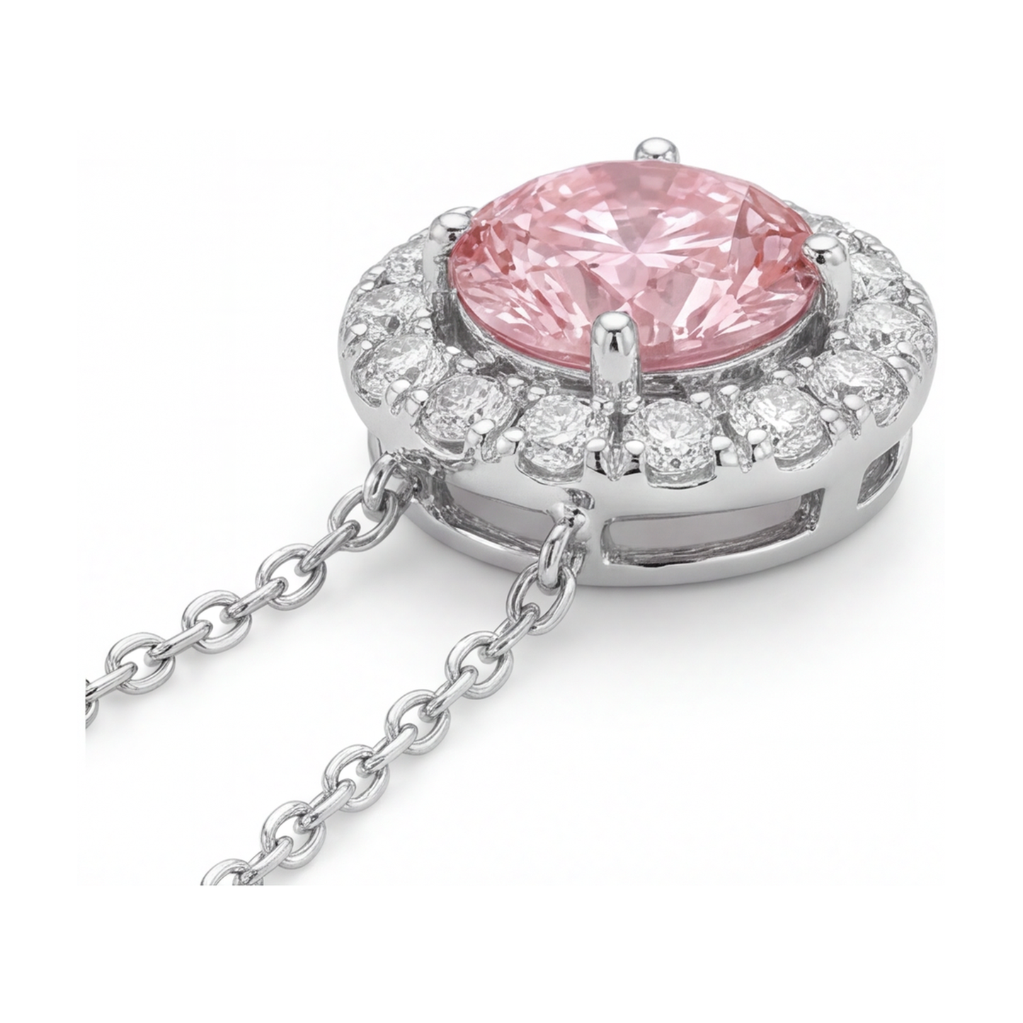 Halskette mit rosa Diamant, 3 Karat, rund