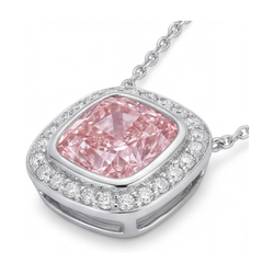 Rosa Diamant-Anhänger, 4,6 Karat, Kissenschliff