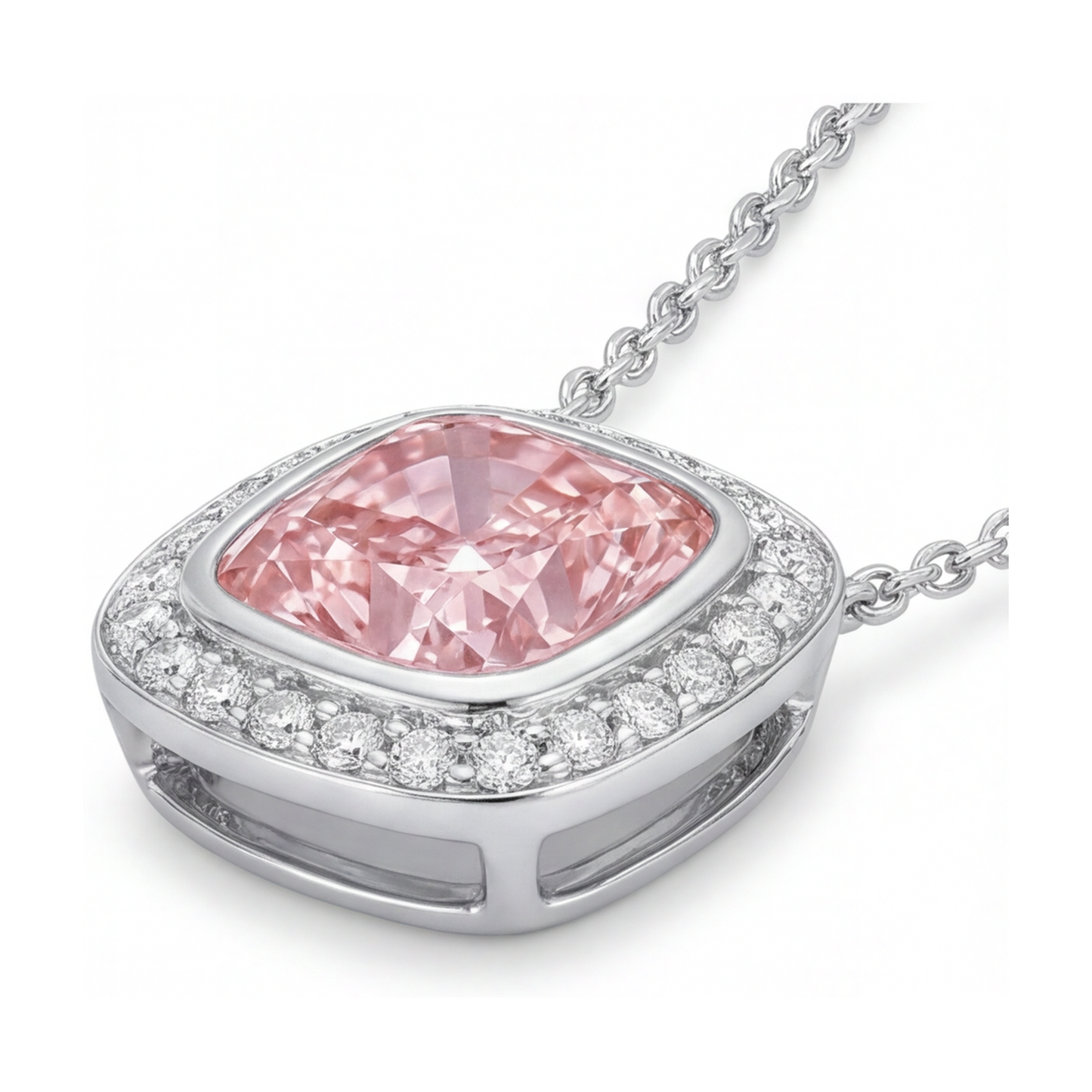 Rosa Diamant-Anhänger, 4,6 Karat, Kissenschliff