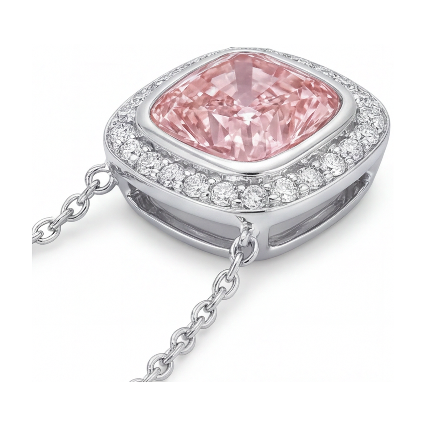 Rosa Diamant-Anhänger, 4,6 Karat, Kissenschliff