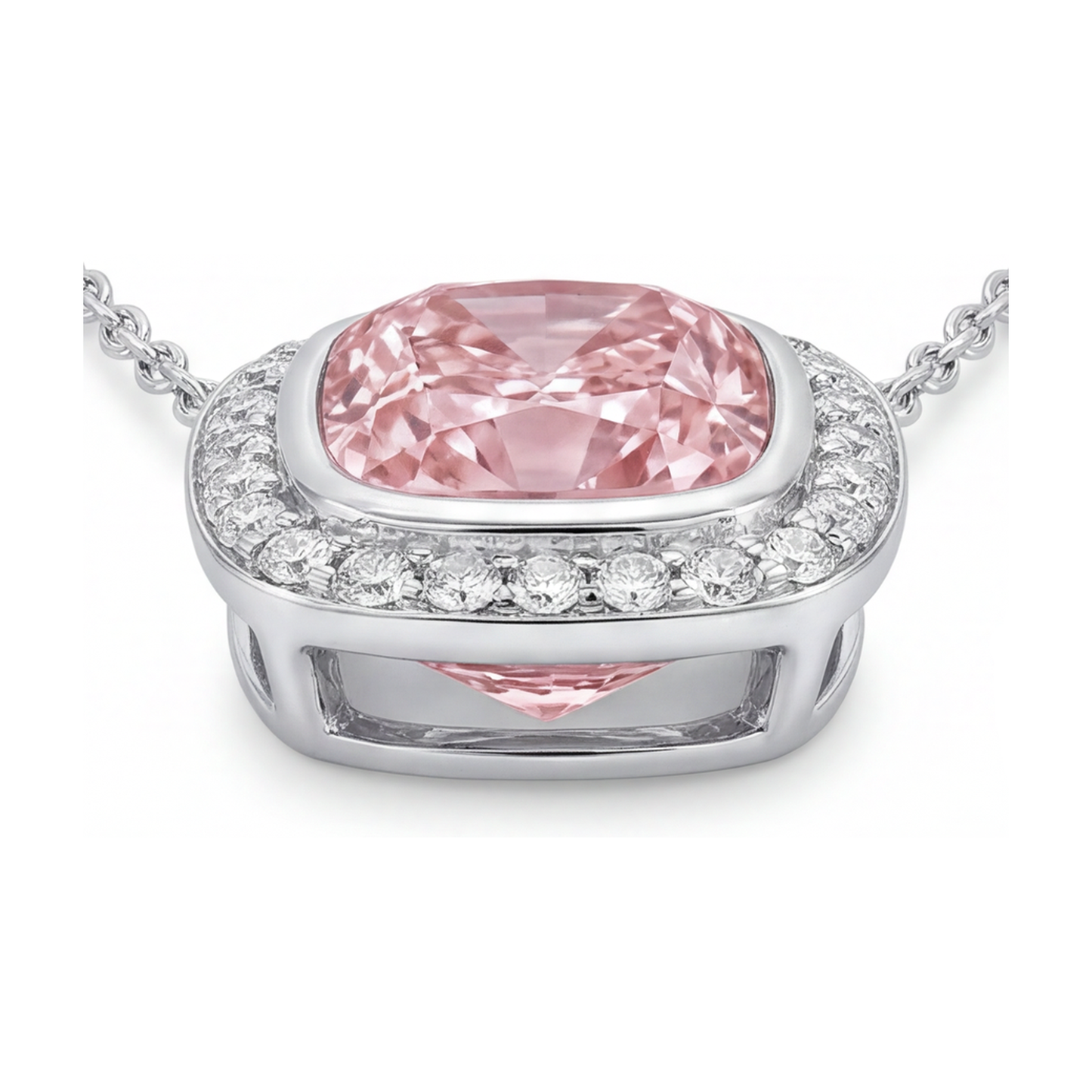 Rosa Diamant-Anhänger, 4,6 Karat, Kissenschliff