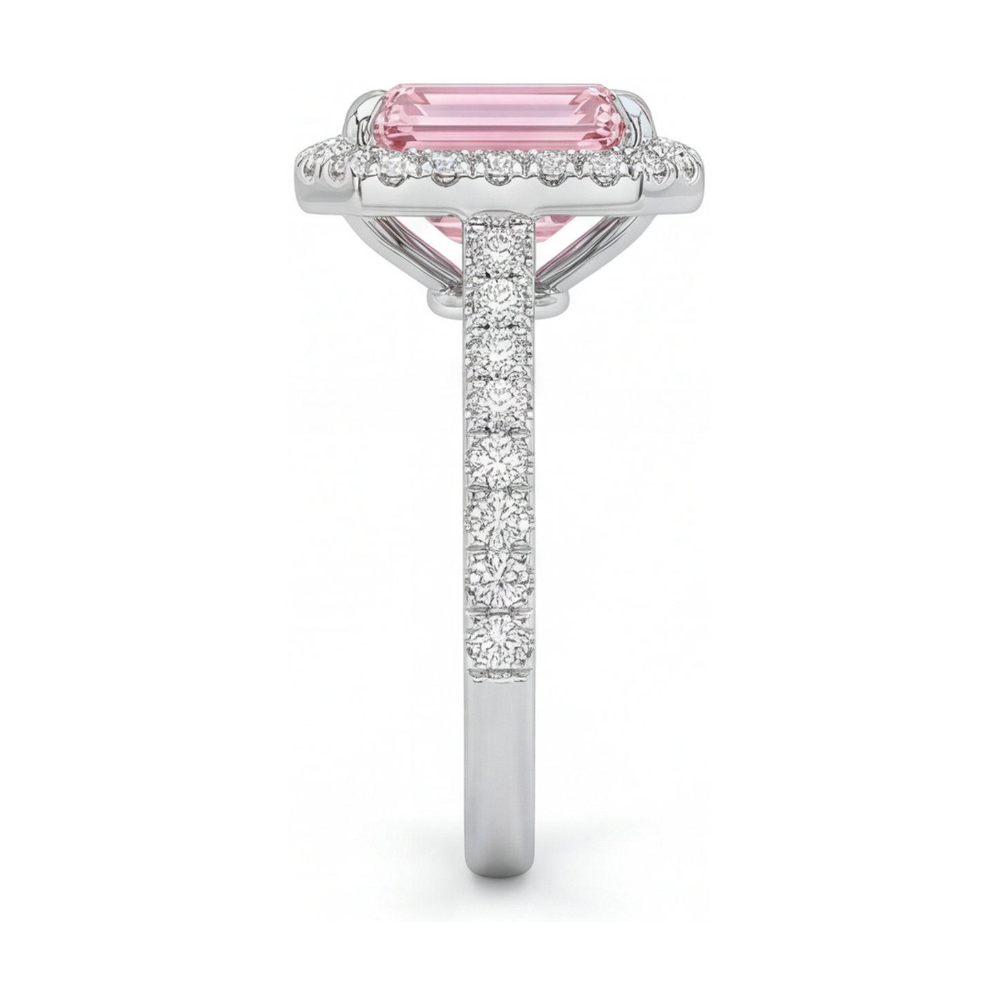 Rosa Diamantring 2,5 Karat Smaragdschliff