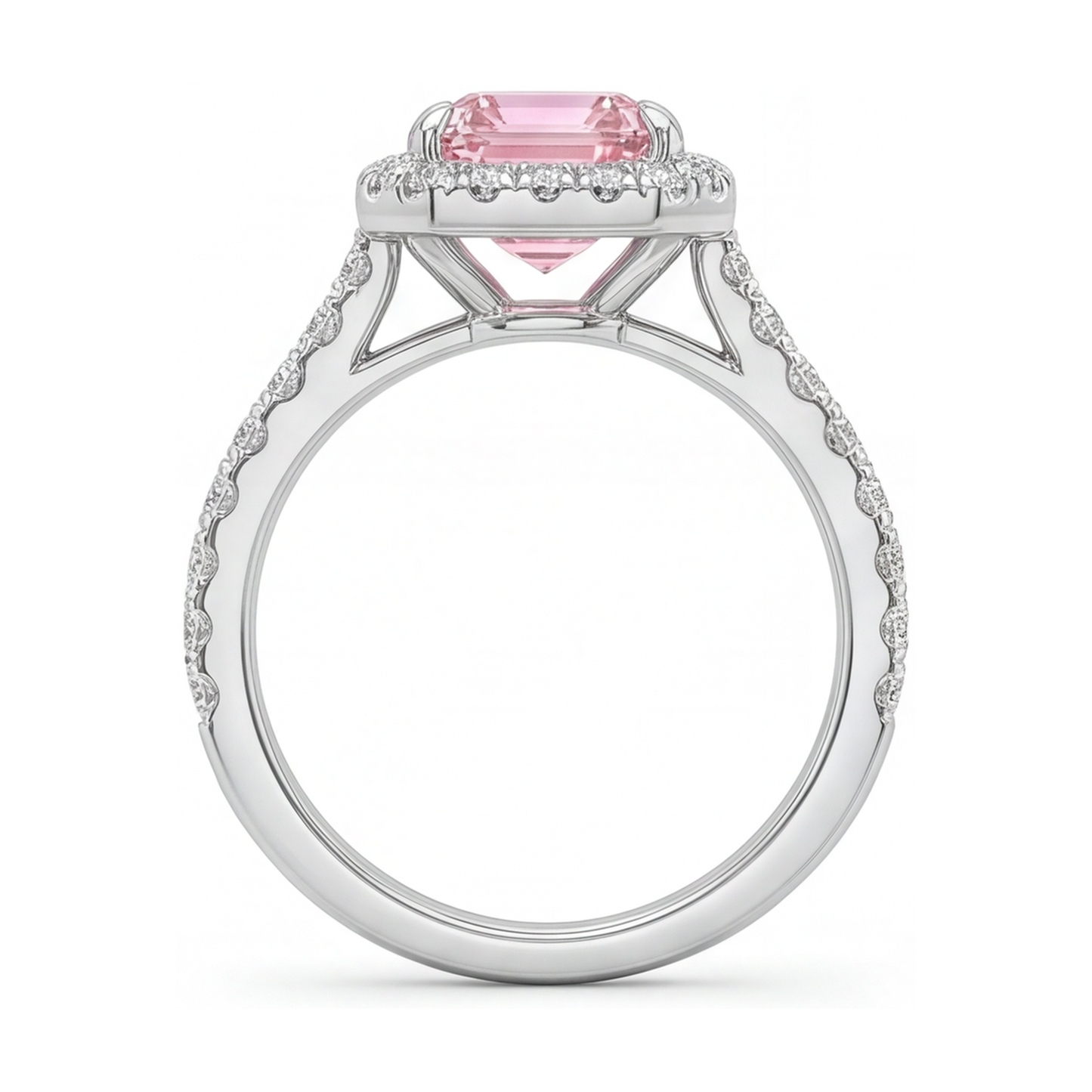 Rosa Diamantring 2,5 Karat Smaragdschliff