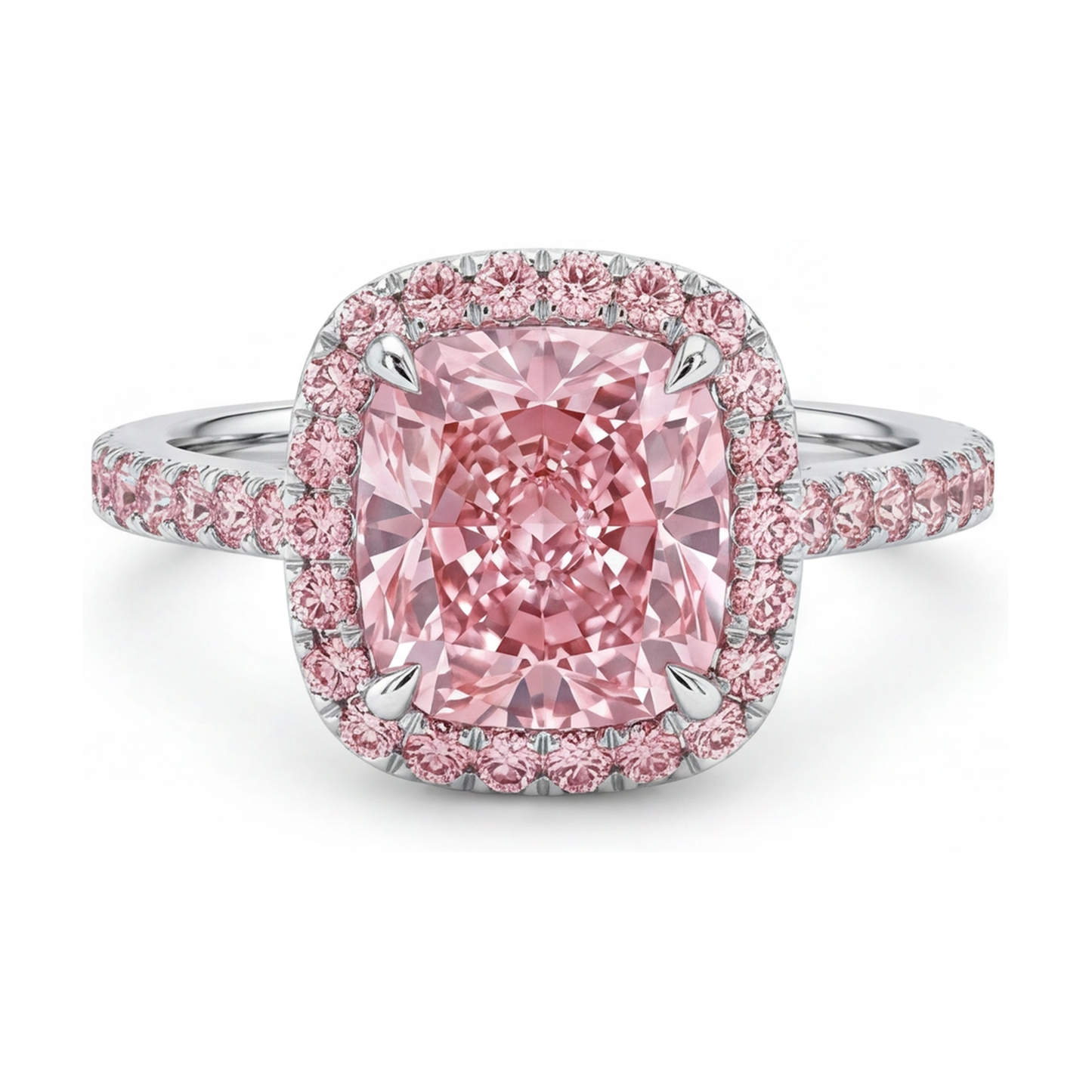 Ring mit rosa Diamant im Kissenschliff, 3,2 Karat