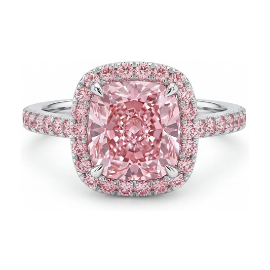 Ring mit rosa Diamant im Kissenschliff, 3,2 Karat