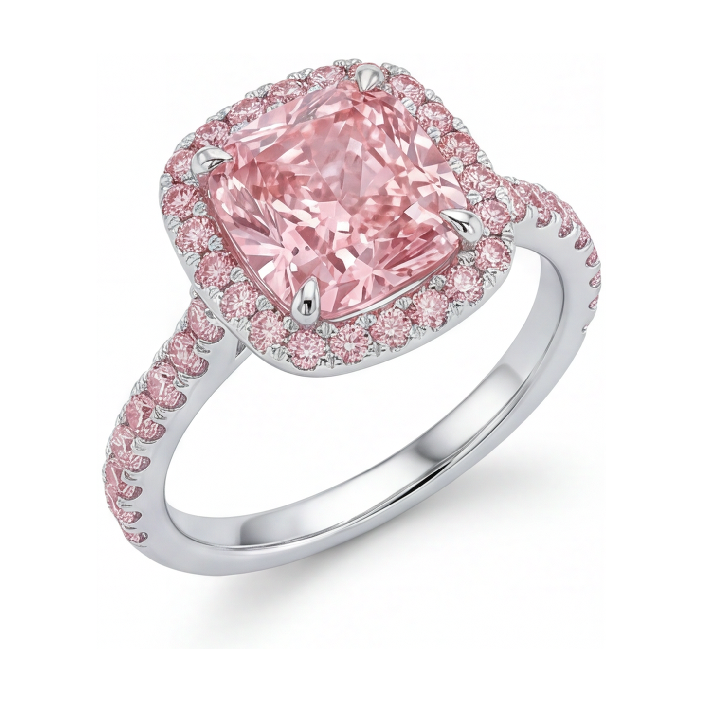 Ring mit rosa Diamant im Kissenschliff, 3,2 Karat