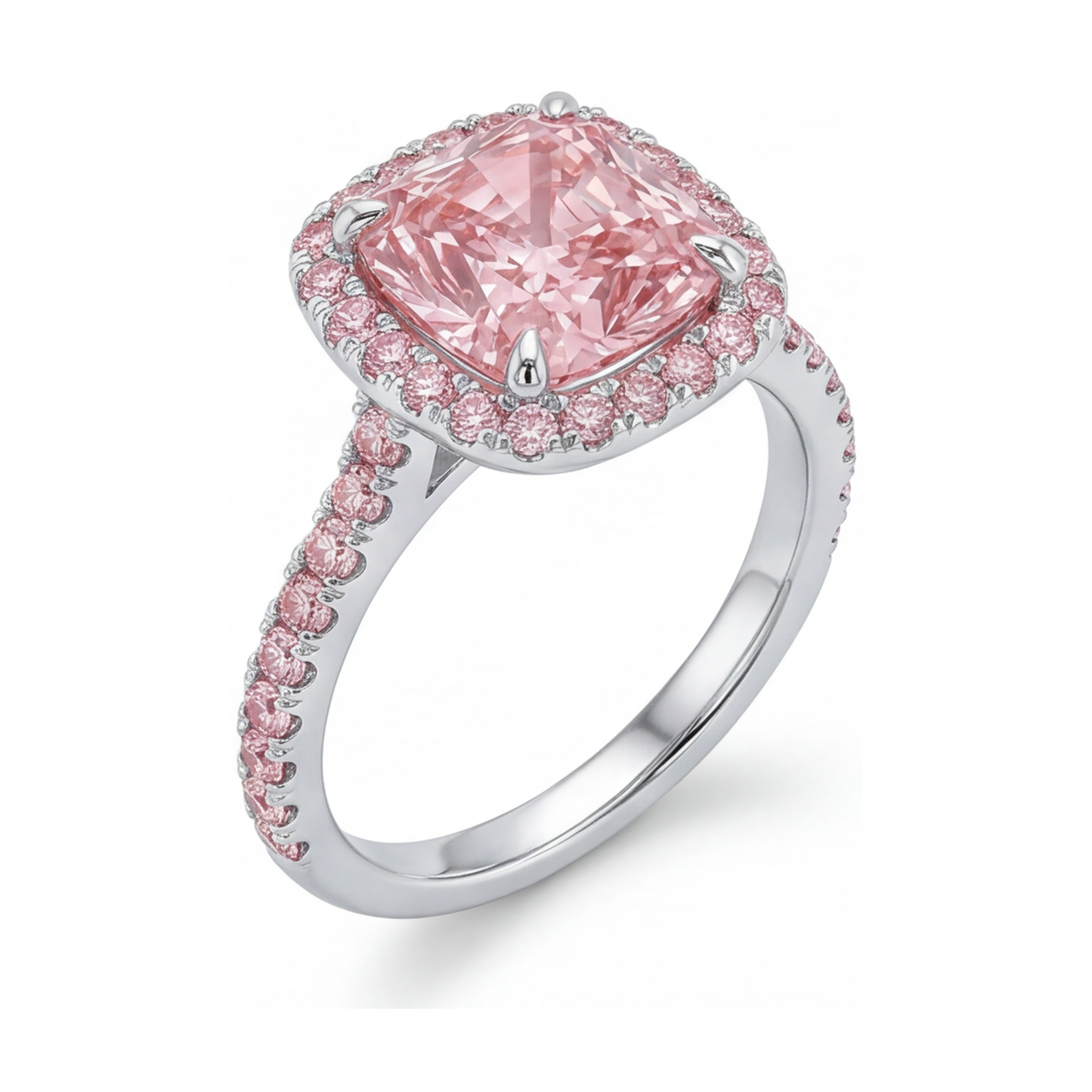 Ring mit rosa Diamant im Kissenschliff, 3,2 Karat