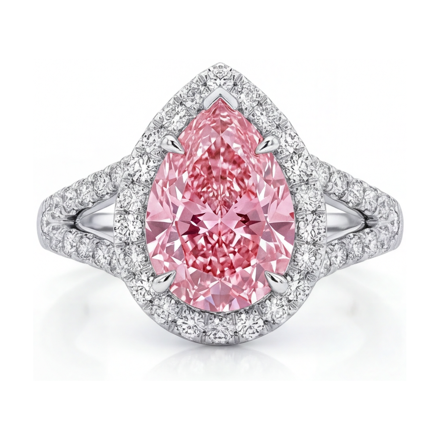 Rosa Diamantring 3,2 Karat Tropfenschliff