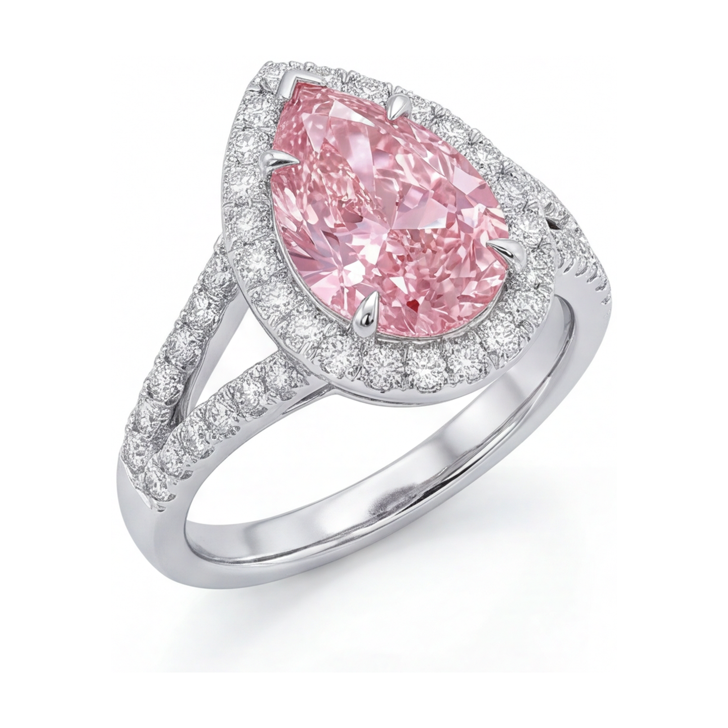 Rosa Diamantring 3,2 Karat Tropfenschliff