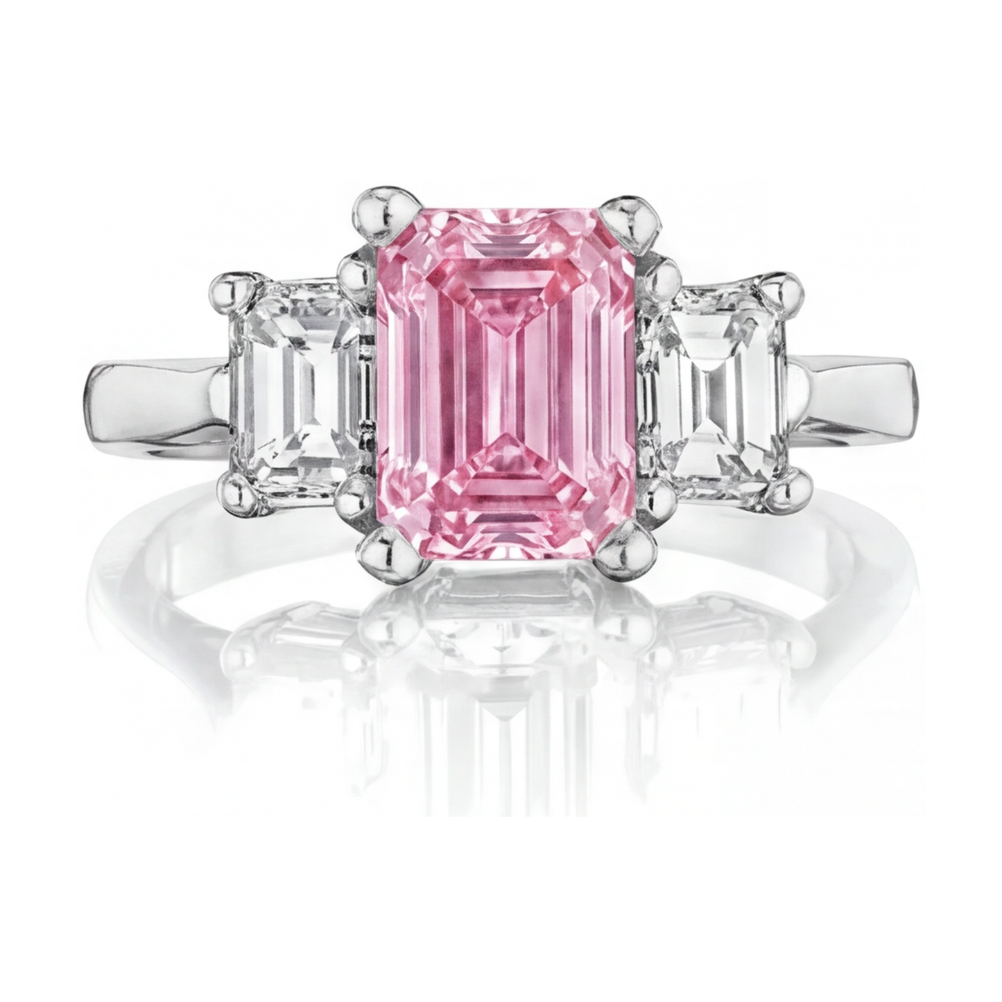 Rosa Diamantring 3,4 Karat im Smaragdschliff