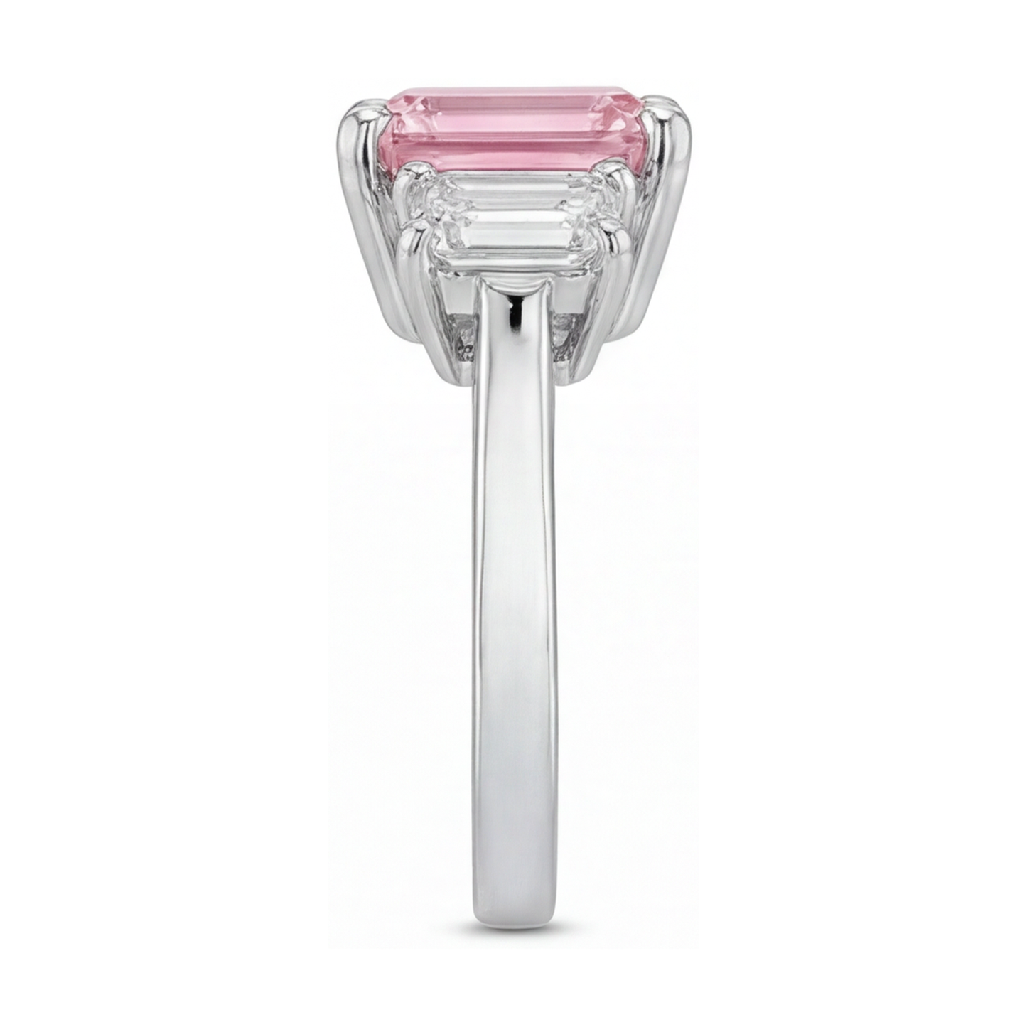 Rosa Diamantring 3,4 Karat im Smaragdschliff