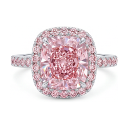 Rosa Diamantring 3,8 Karat Kissenschliff