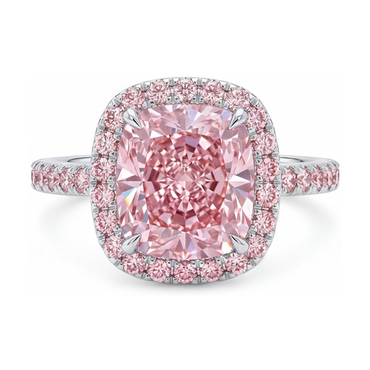 Rosa Diamantring 3,8 Karat Kissenschliff