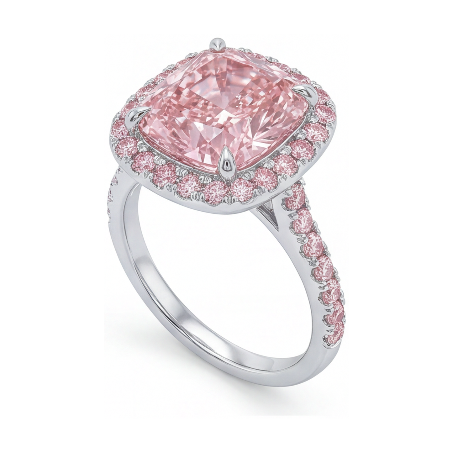 Rosa Diamantring 3,8 Karat Kissenschliff