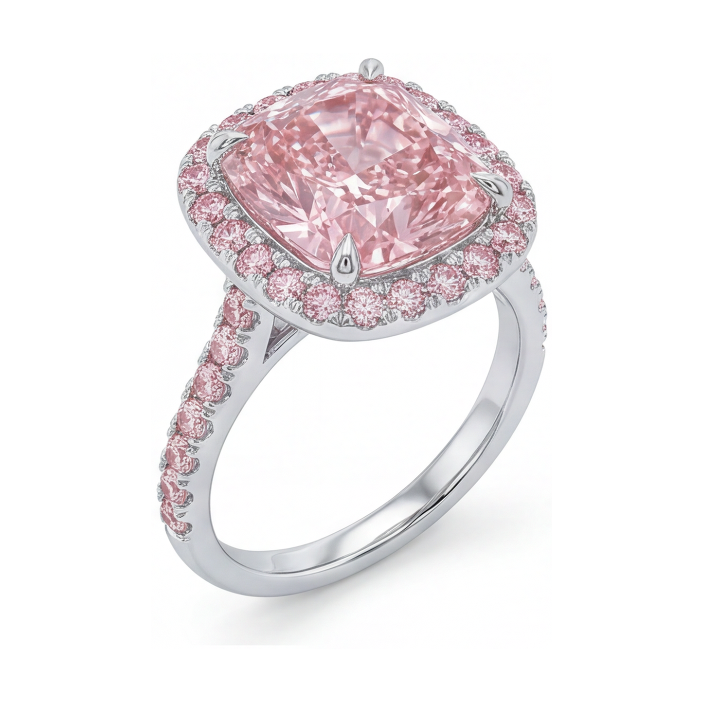 Rosa Diamantring 3,8 Karat Kissenschliff
