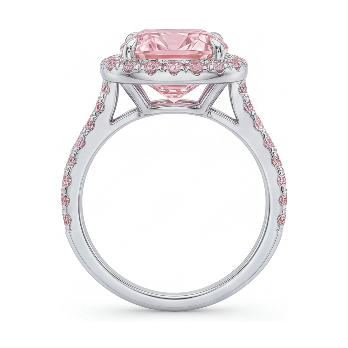 Rosa Diamantring 3,8 Karat Kissenschliff