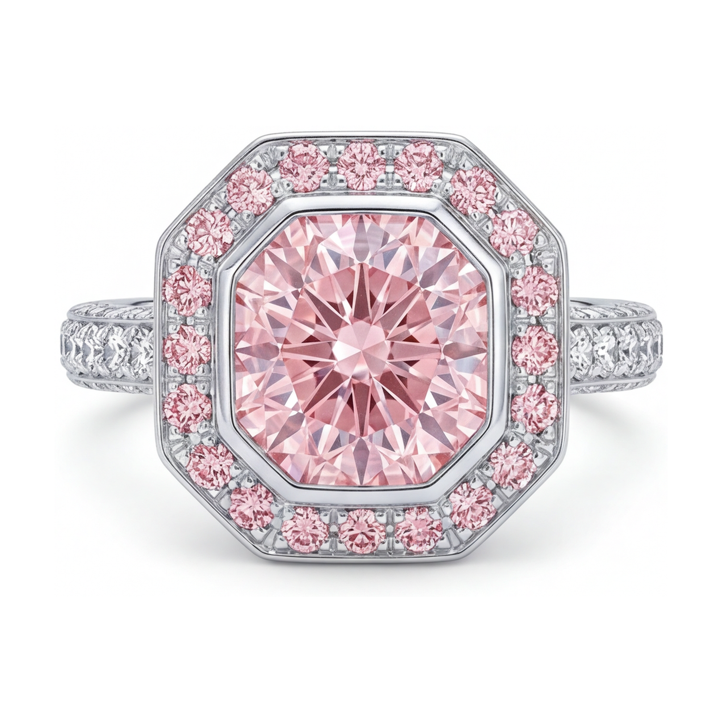 Rosa Diamantring 3,9 Karat Rundschliff