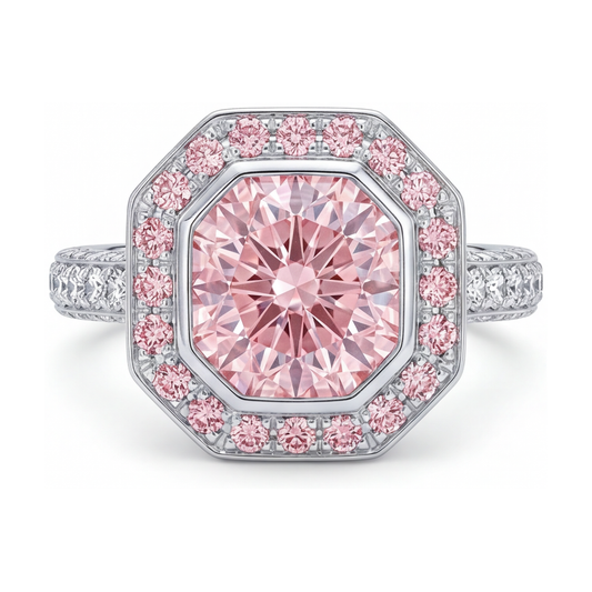 Rosa Diamantring 3,9 Karat Rundschliff