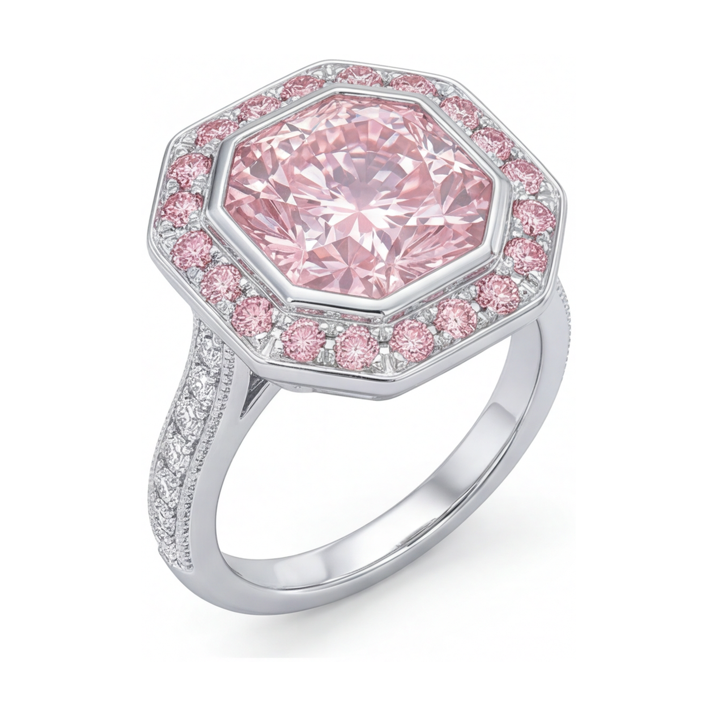 Rosa Diamantring 3,9 Karat Rundschliff
