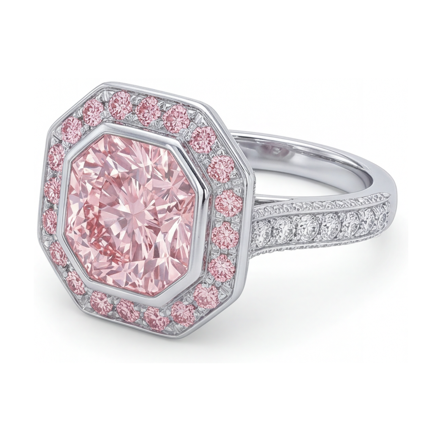 Rosa Diamantring 3,9 Karat Rundschliff