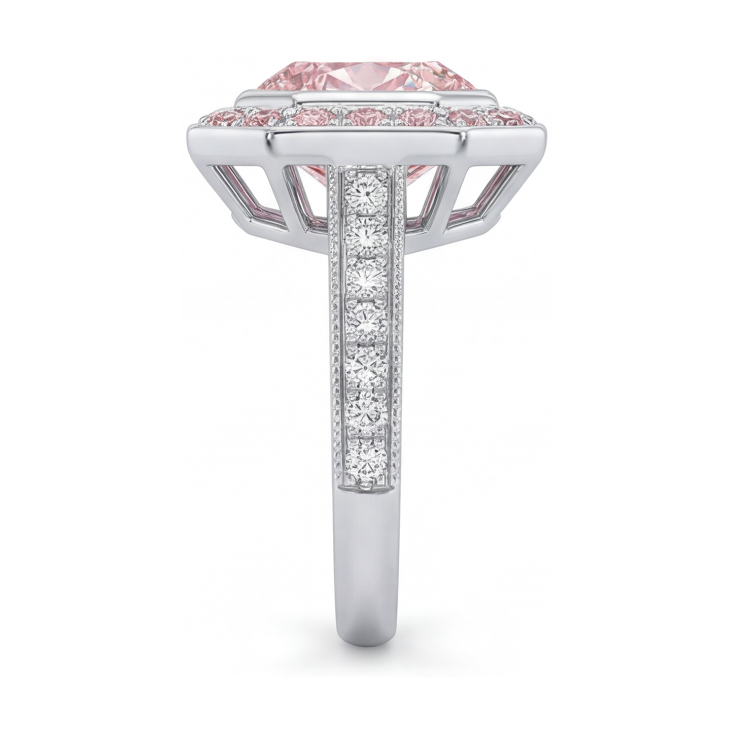 Rosa Diamantring 3,9 Karat Rundschliff