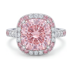 Rosa Diamantring 4,5 Karat Kissenschliff