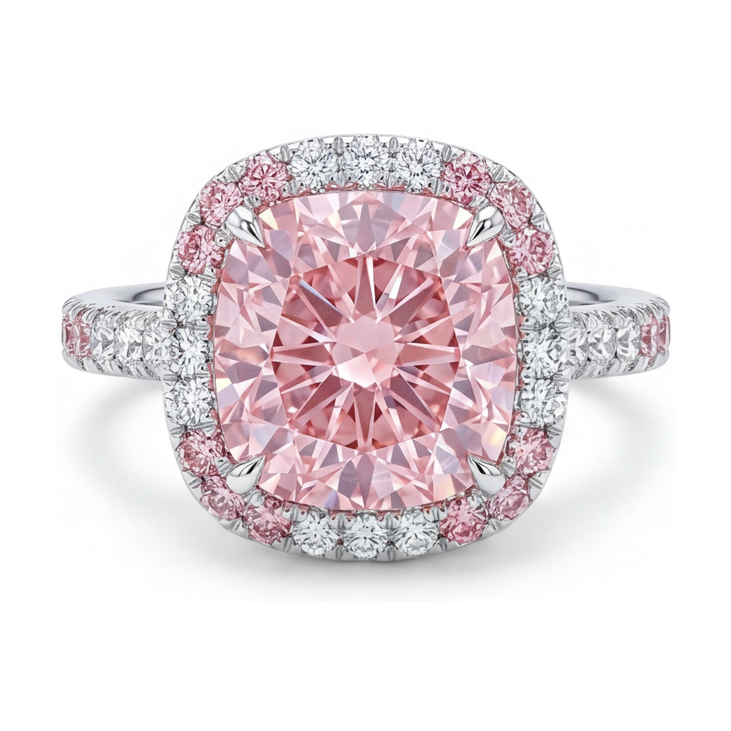 Rosa Diamantring 4,5 Karat Kissenschliff