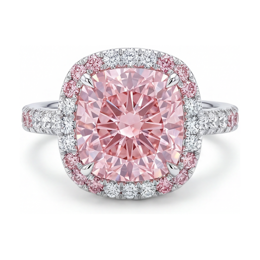 Rosa Diamantring 4,5 Karat Kissenschliff