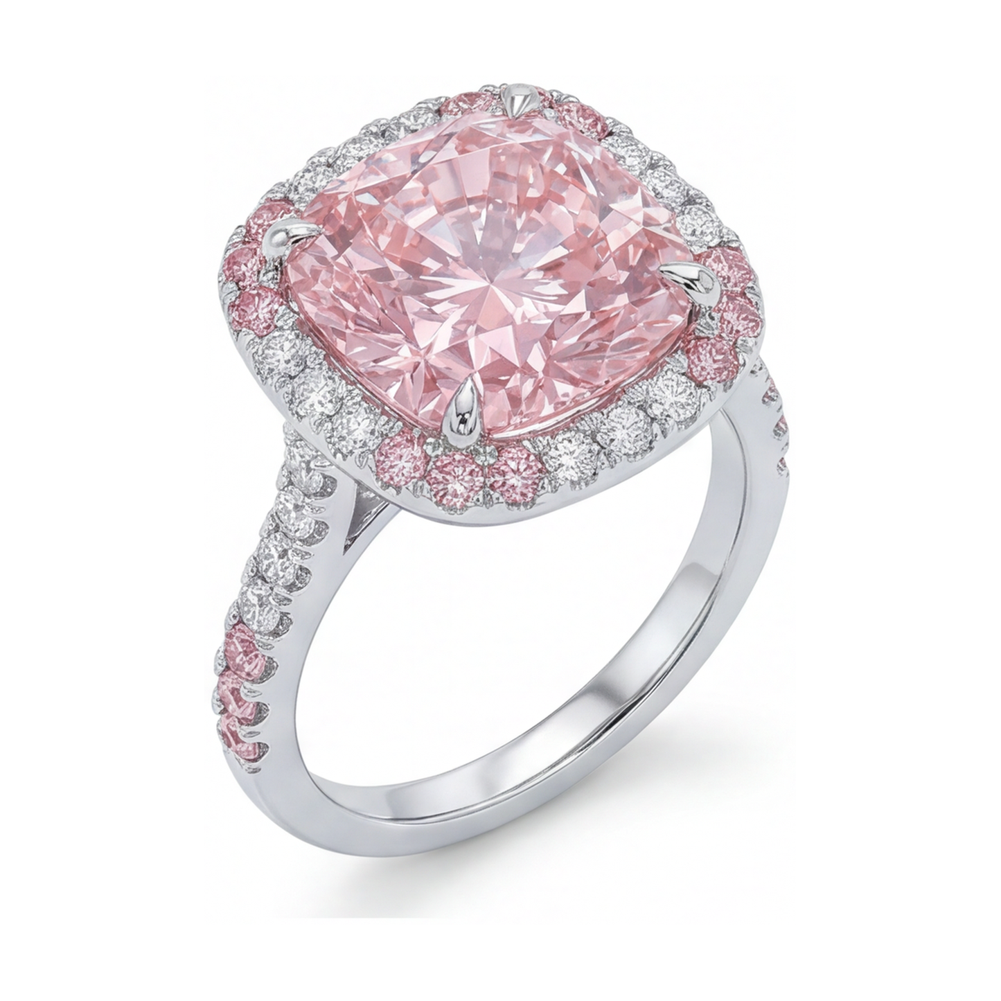 Rosa Diamantring 4,5 Karat Kissenschliff