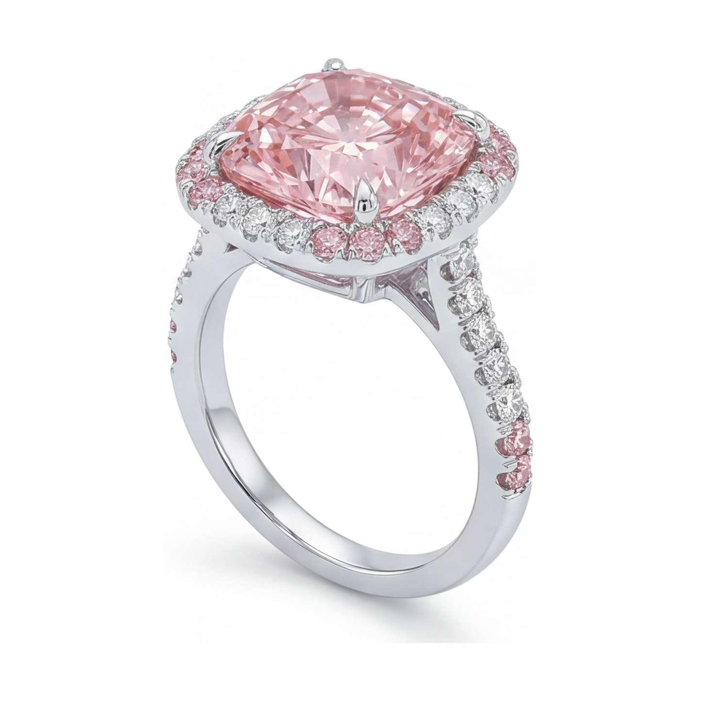 Rosa Diamantring 4,5 Karat Kissenschliff