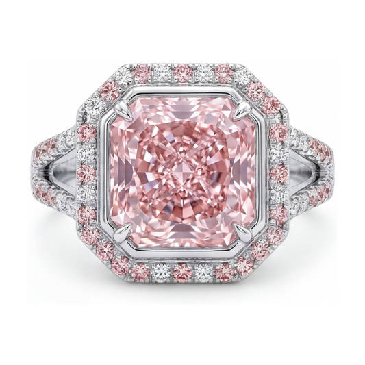 Rosa Diamantring 4,6 Karat Radiantschliff