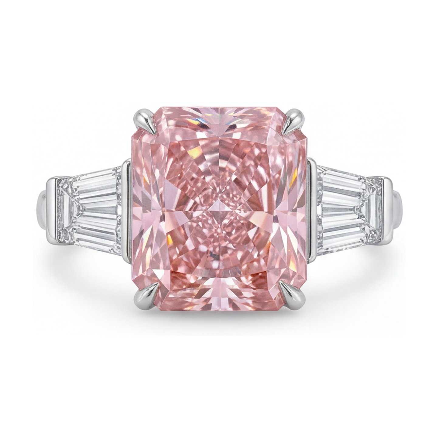 Rosa Diamantring, 4,7 Karat, Radiant-Schliff